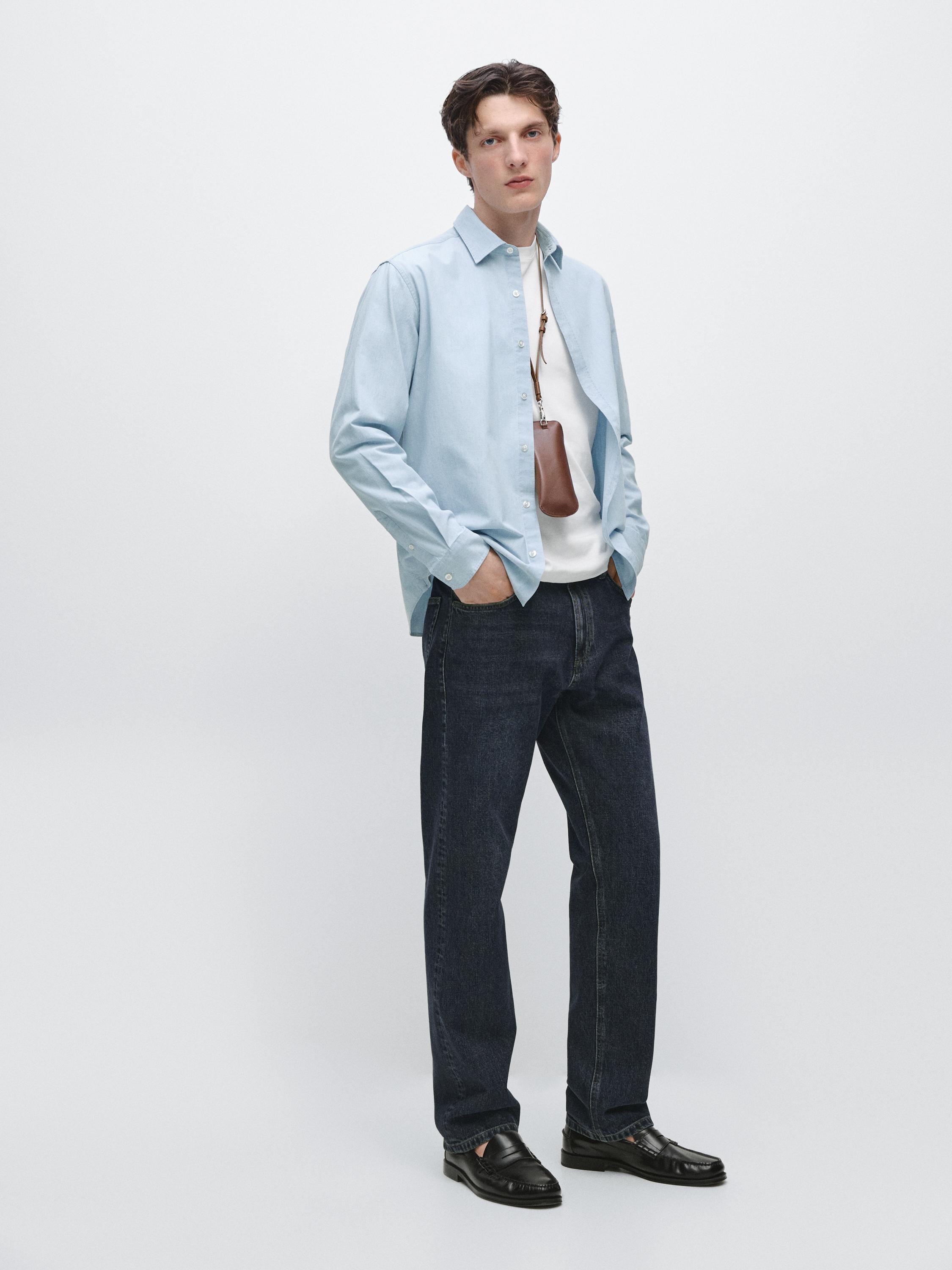 Chemise regular fit en denim 100 % coton